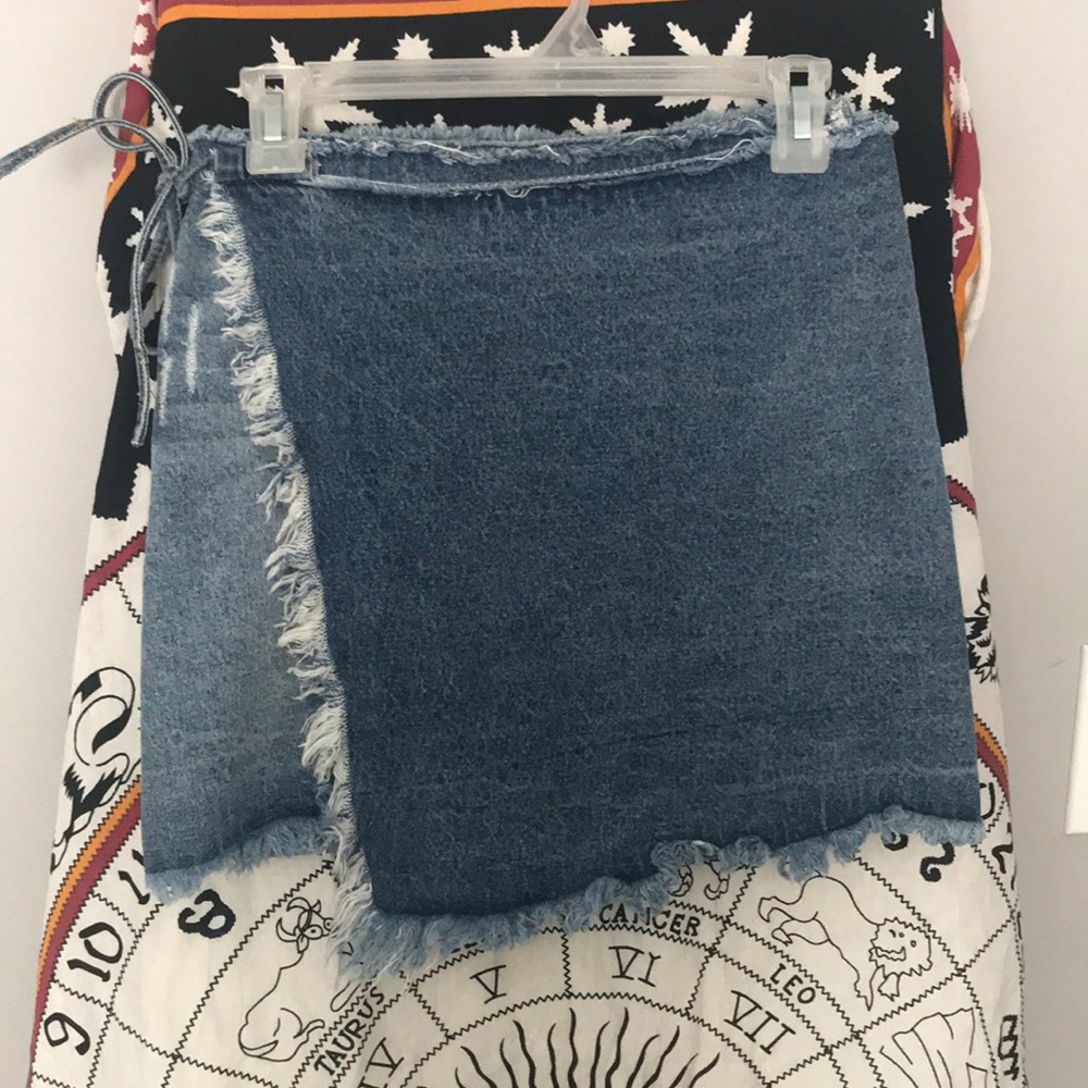 Denim Wrap Mini Skirt